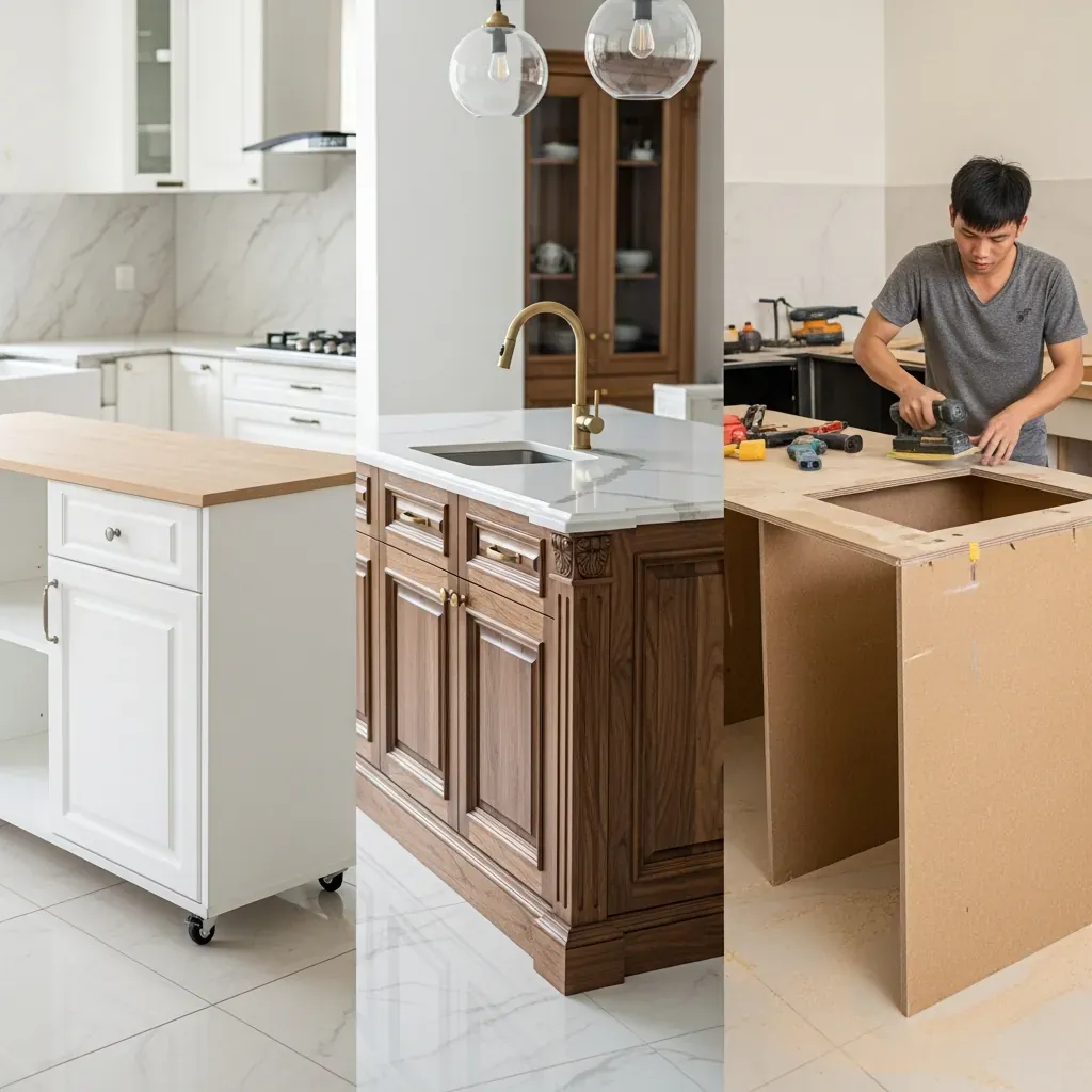 So sánh ba hình thức sở hữu bàn đảo: mua sẵn, đặt làm và tự DIY