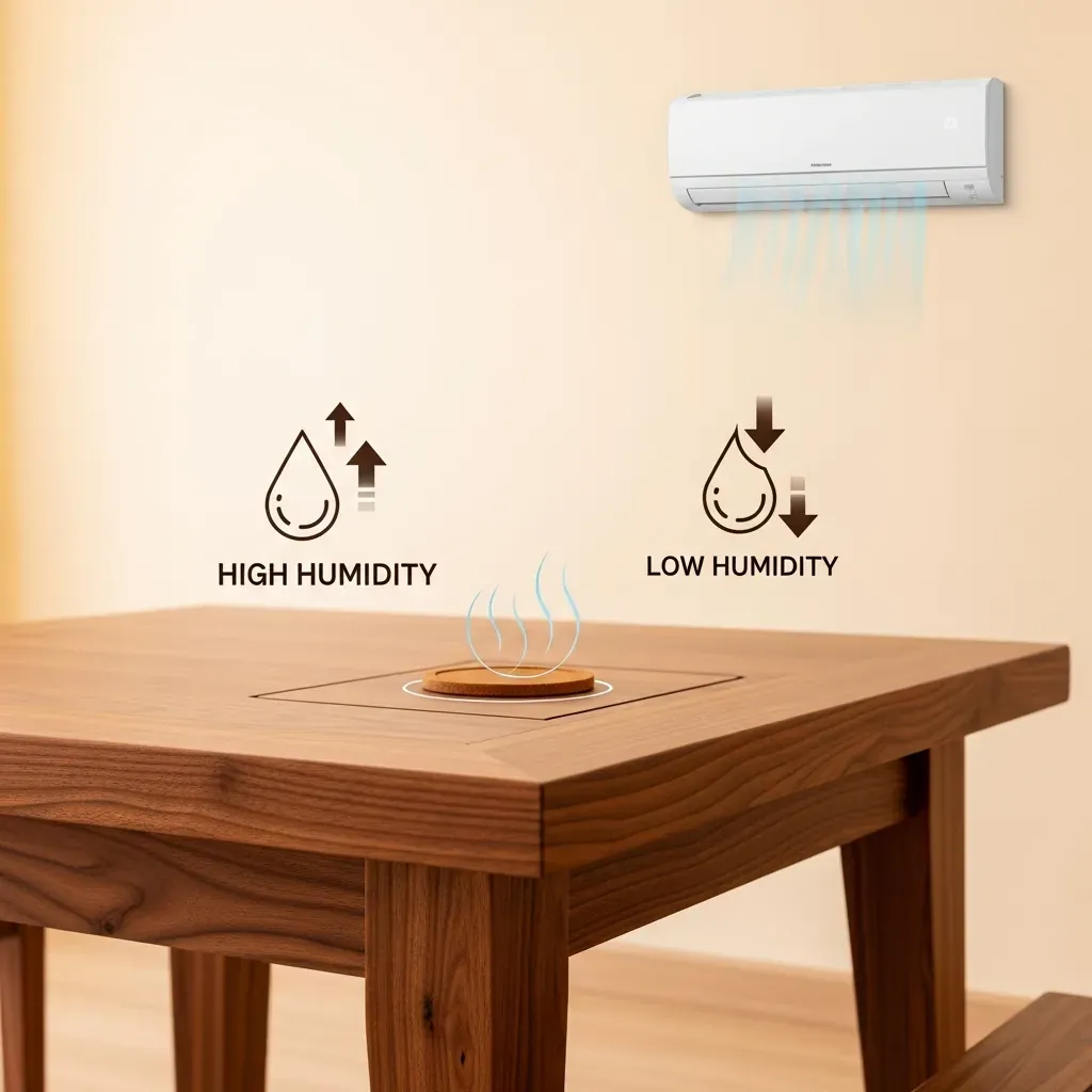 Minh họa độ bền và độ ẩm lý tưởng của gỗ óc chó trong khí hậu Việt Nam