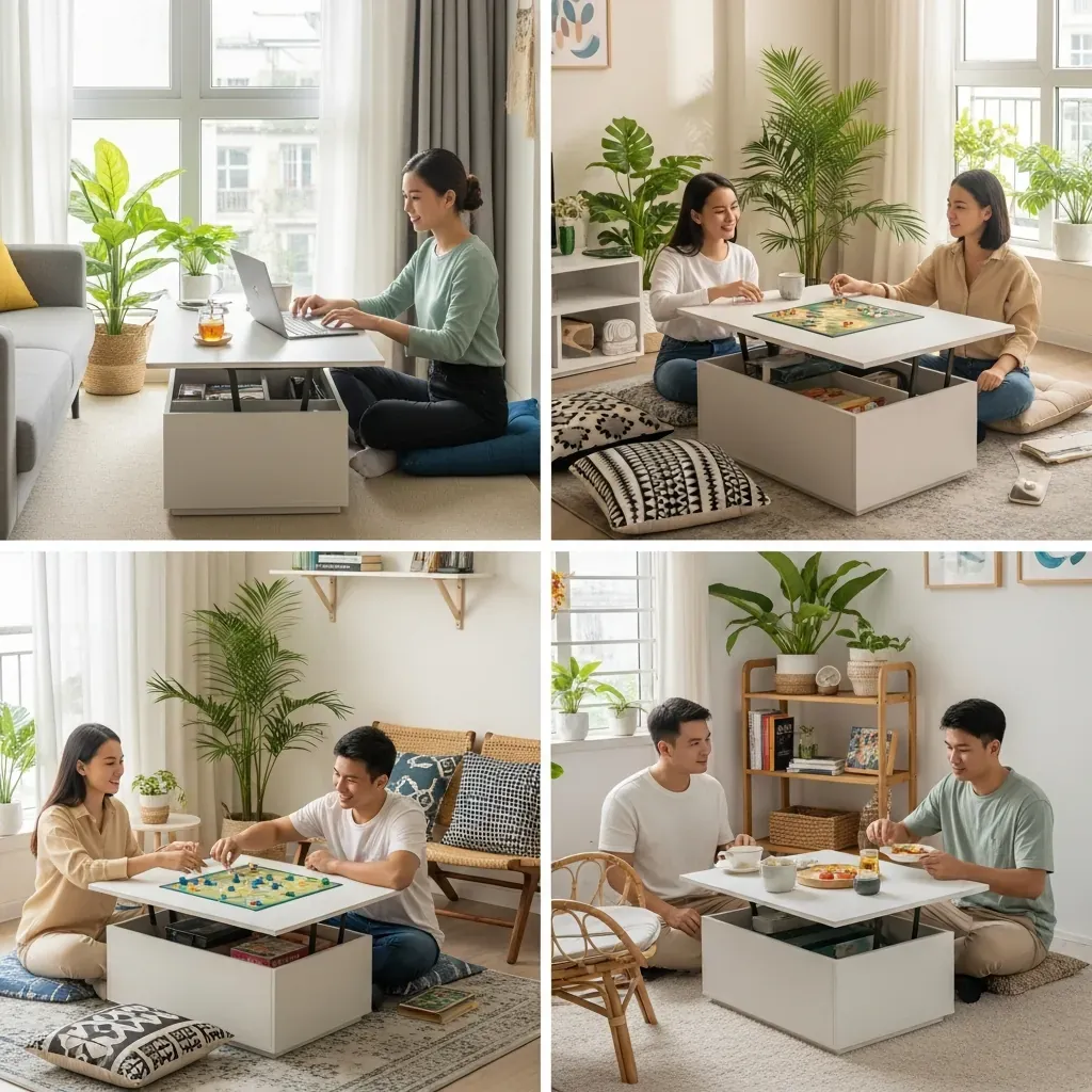 Các tình huống chung cư nhỏ phù hợp với bàn trà thông minh.