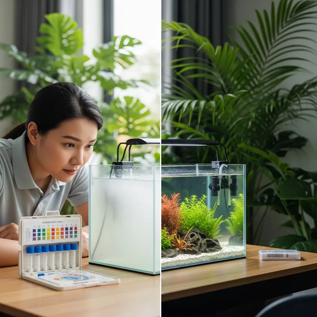 So sánh bể cá nước đục và nước trong sau khi xử lý