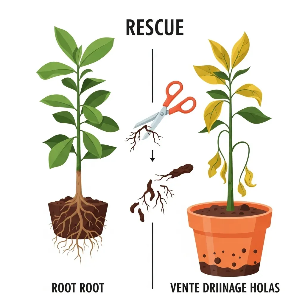 Minh họa nguyên nhân cây chết và cách cứu cây thối rễ