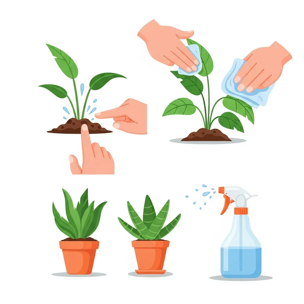 Minh họa lịch chăm sóc cây để bàn đơn giản hàng tuần