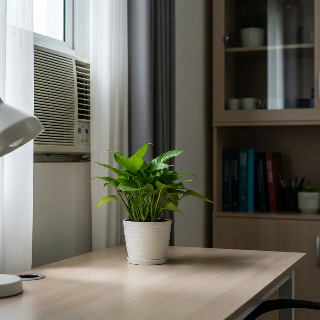 Vị trí đặt cây trên bàn làm việc với ánh sáng gián tiếp