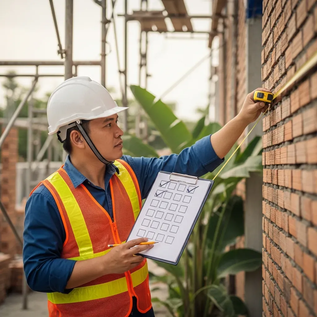 Người giám sát kiểm tra danh sách kiểm tra chất lượng.