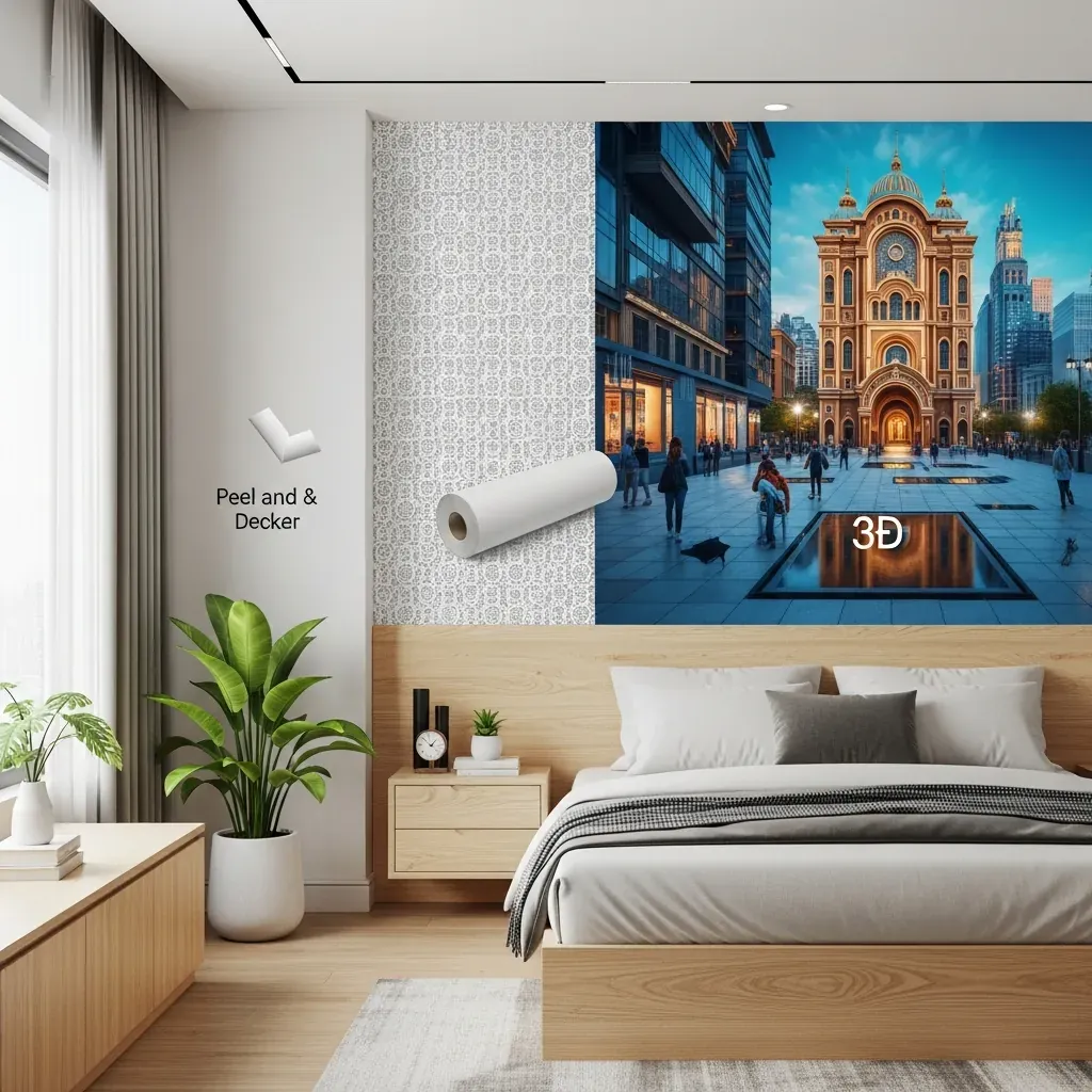 So sánh decal dán tường, giấy dán tường và tranh dán tường 3D trong phòng ngủ