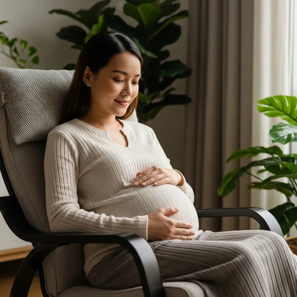 Mẹ bầu Việt Nam thư giãn trên ghế bập bênh