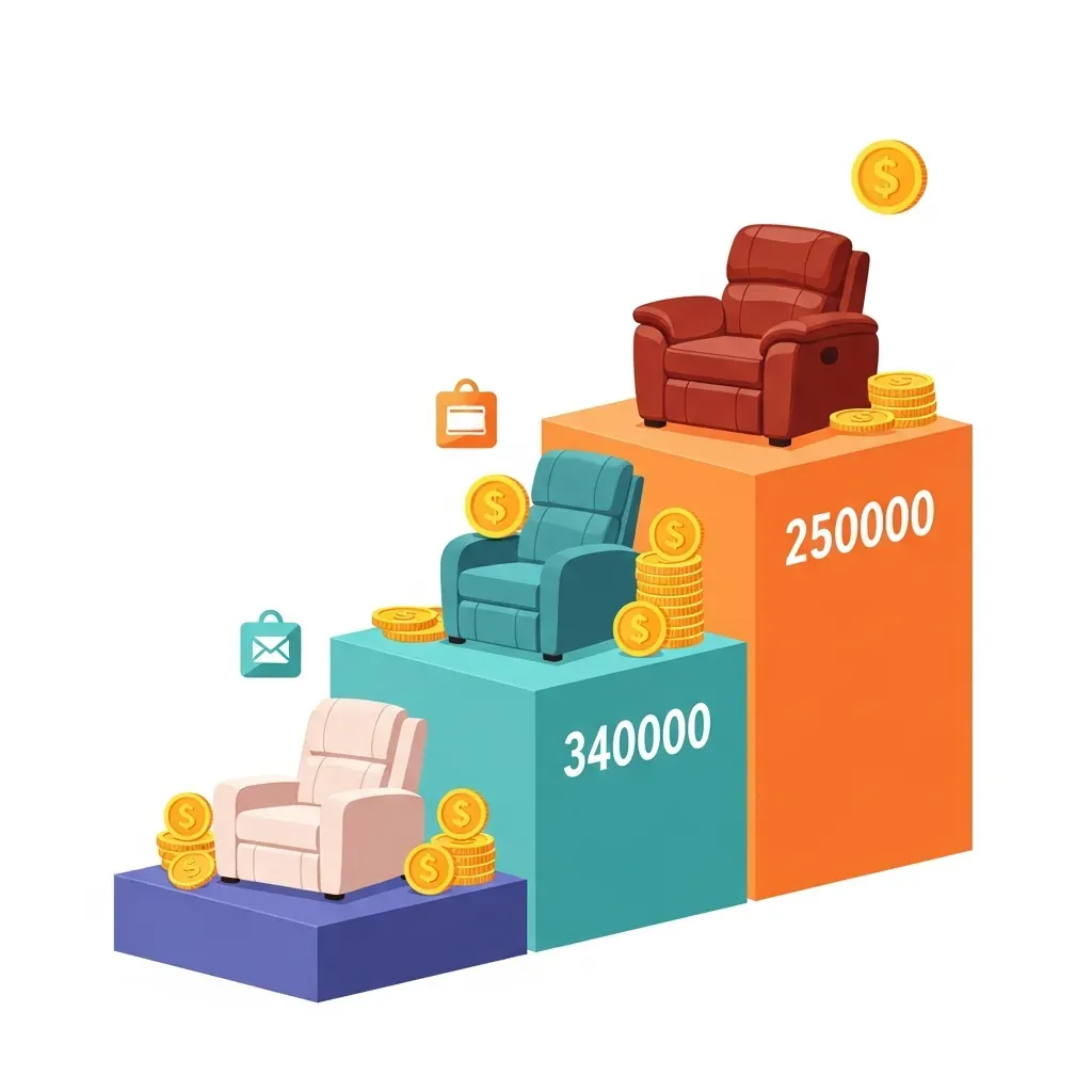 Minh họa các phân khúc giá ghế sofa thư giãn