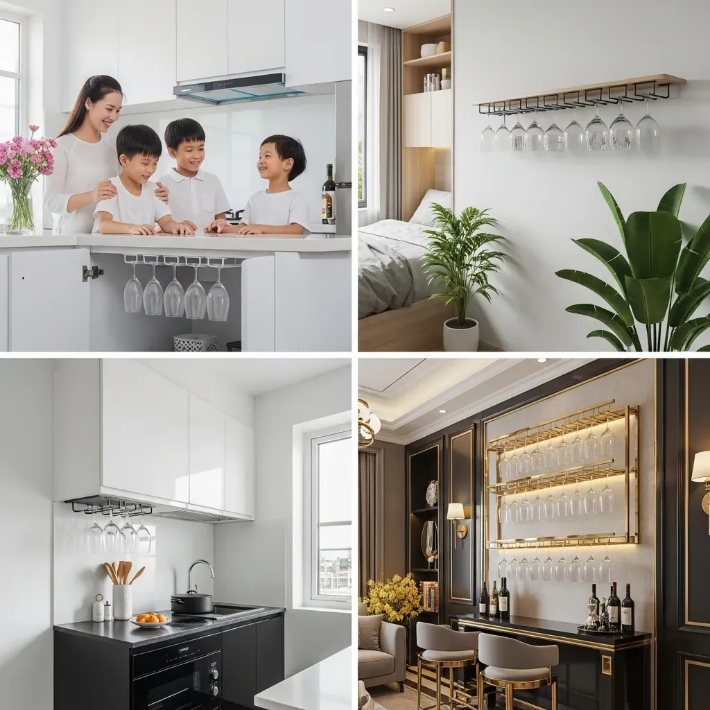 Bốn dự án thực tế lắp đặt giá treo ly rượu trong không gian Việt.