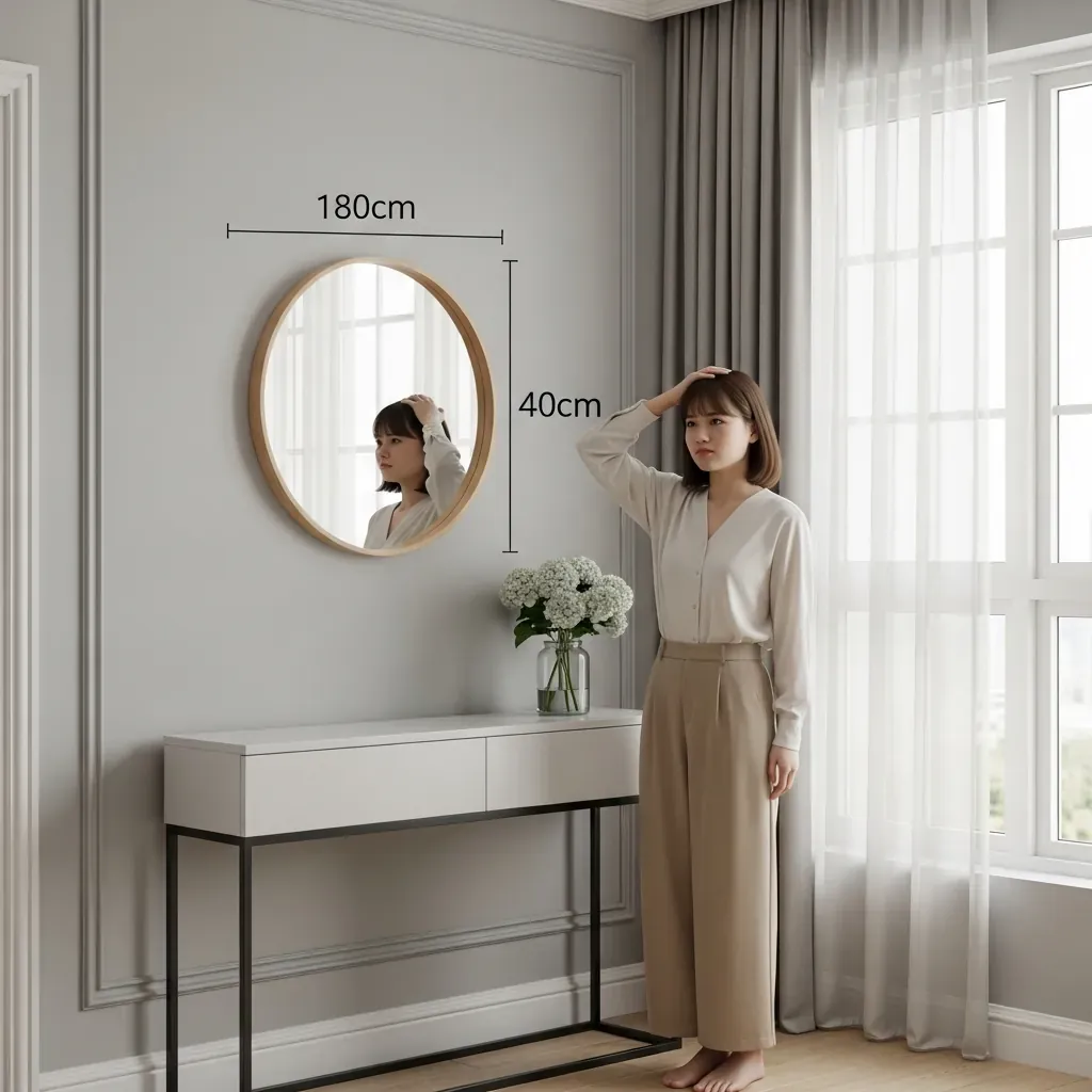 Gương treo quá nhỏ trên tủ console rộng gây mất cân đối.