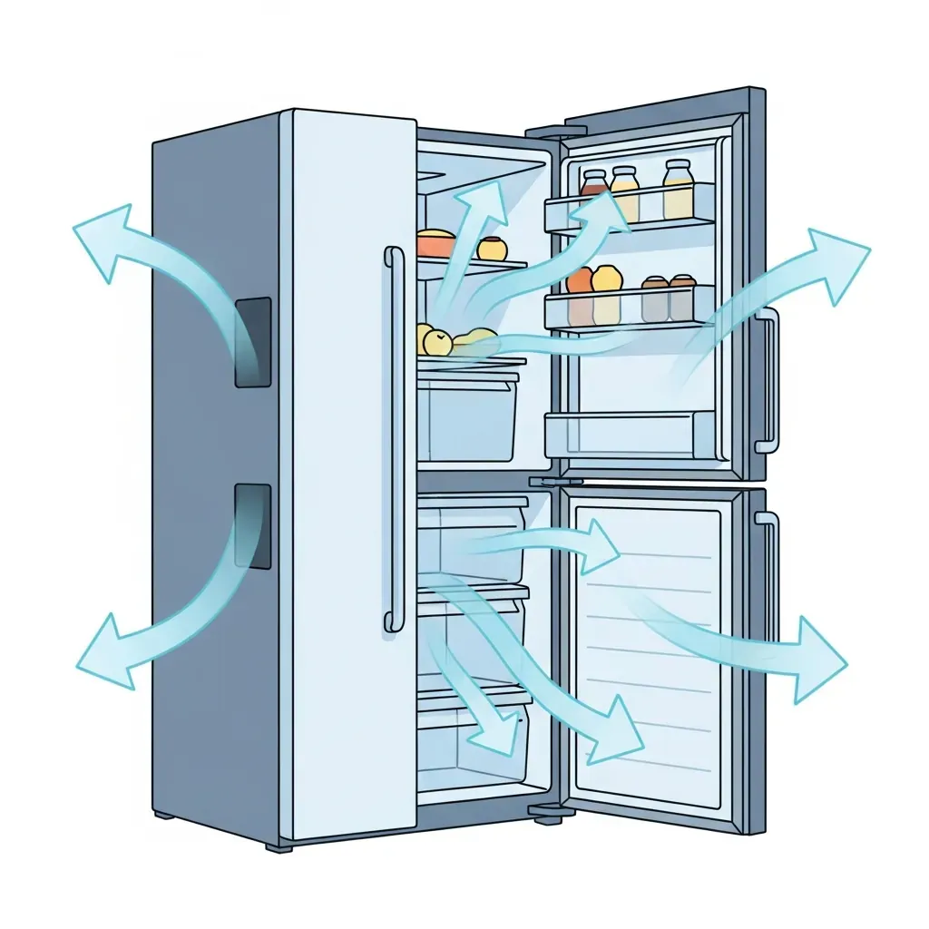 Sơ đồ khoảng chừa thoát nhiệt quanh tủ lạnh