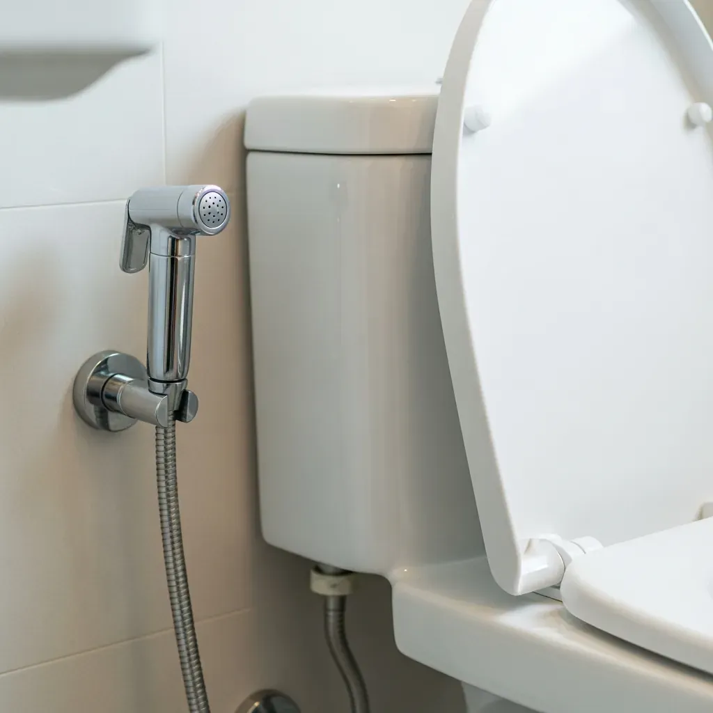 Vòi xịt vệ sinh lắp cạnh bồn cầu trong tầm với