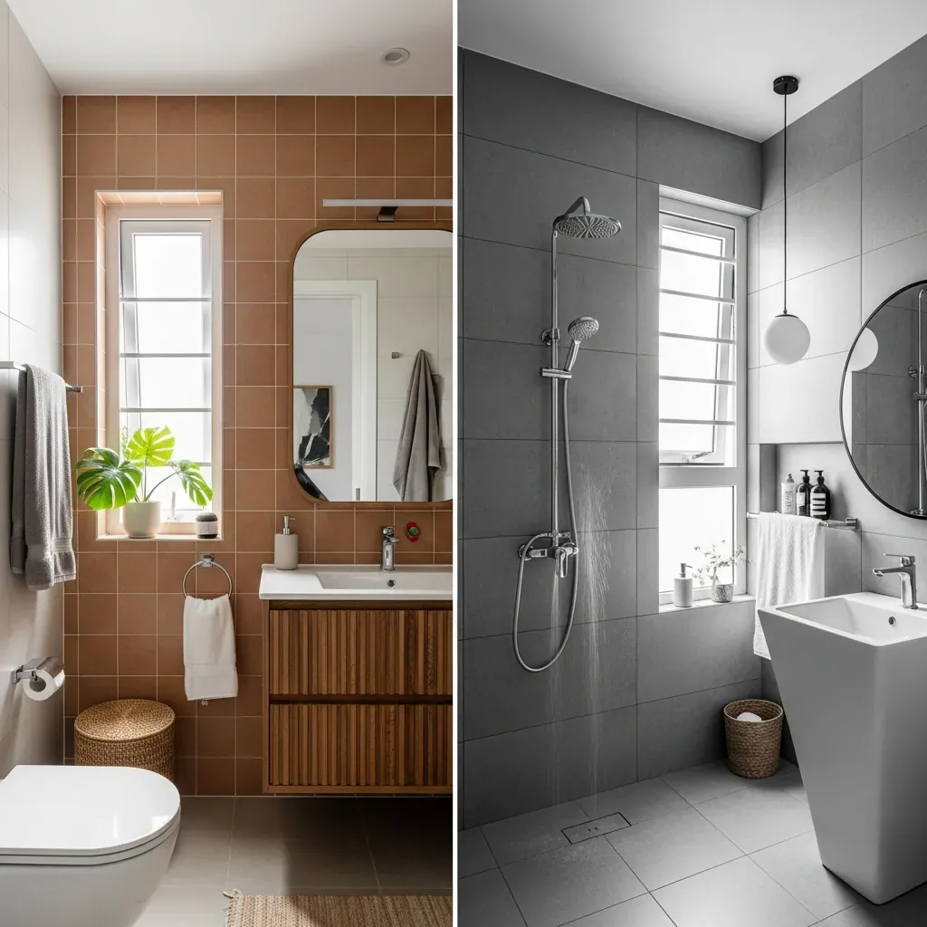 So sánh phòng tắm phong cách hiện đại và đương đại trong căn hộ Việt