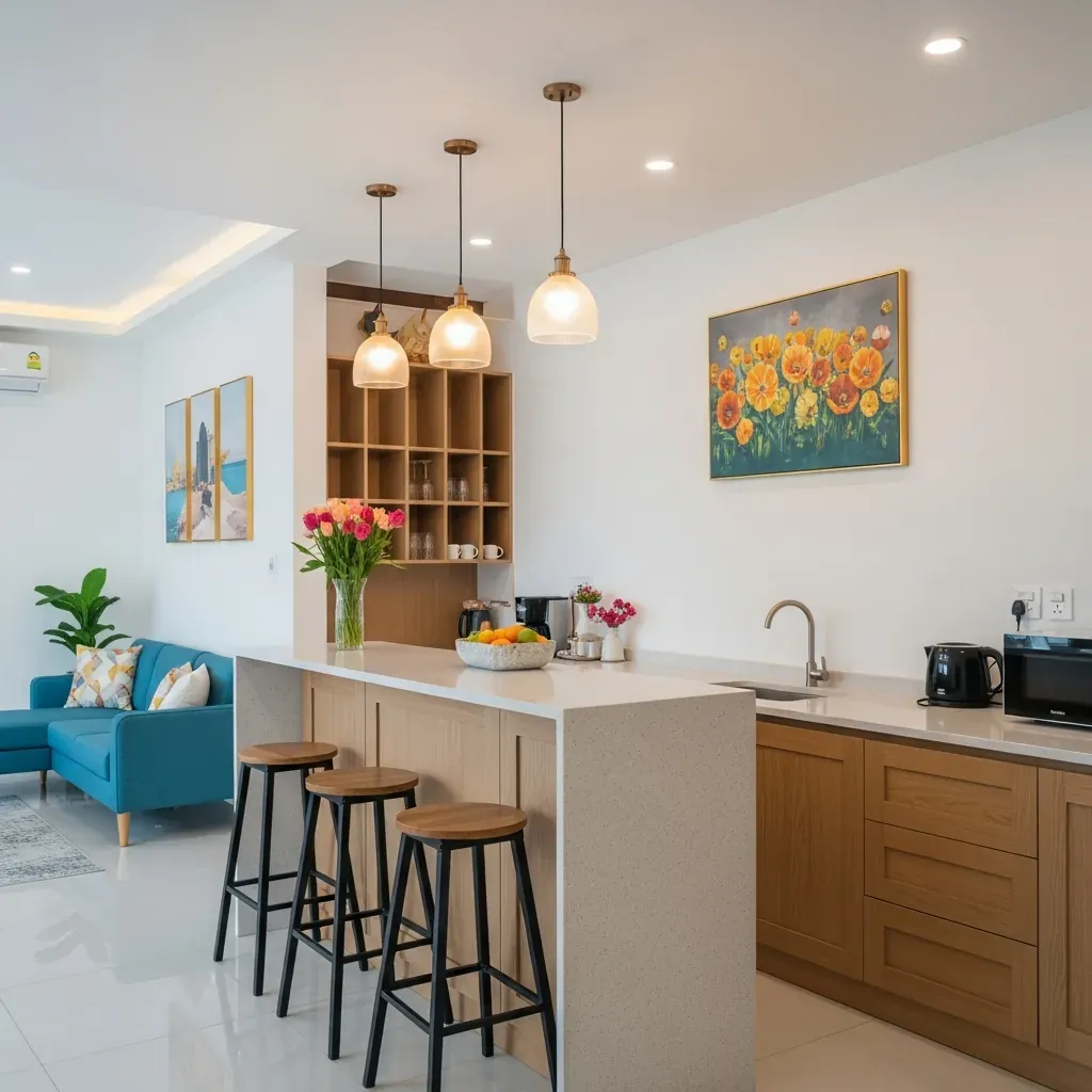 Quầy bar hoàn thiện đúng chuẩn trước khi bàn giao