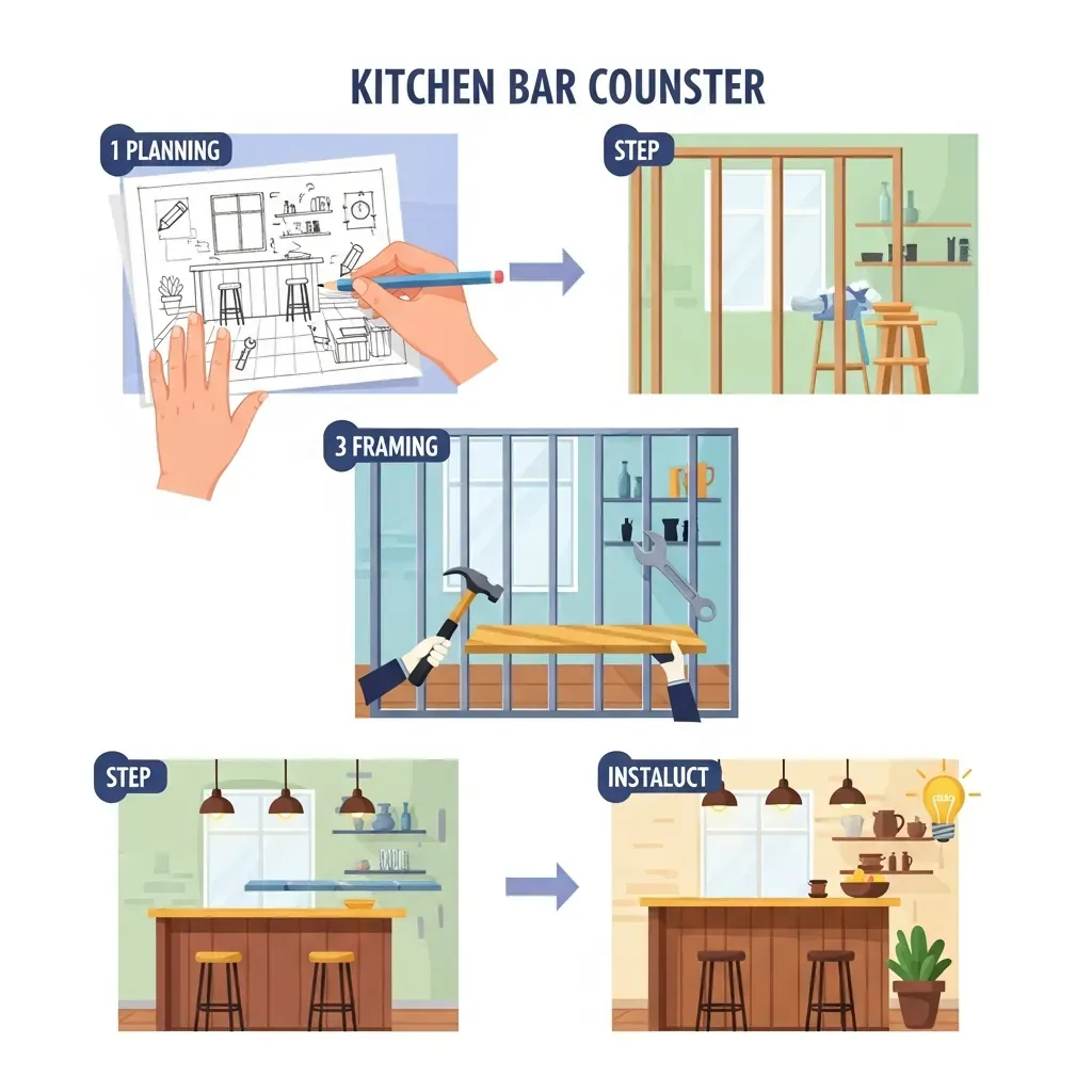 Quy trình từng bước làm quầy bar bếp từ bản vẽ đến hoàn thiện
