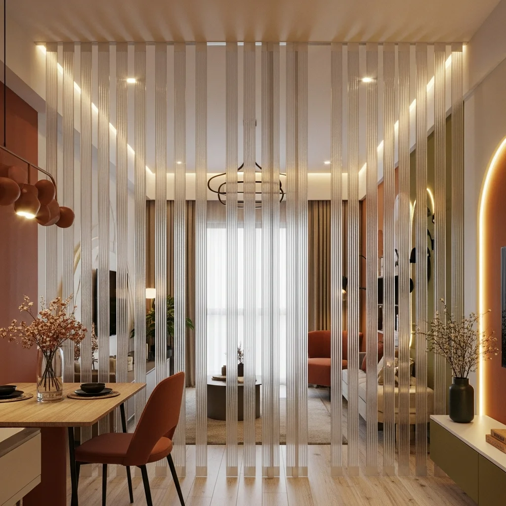 Rèm ngăn phòng PVC trong căn hộ hiện đại