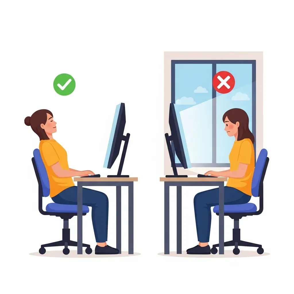 Phân biệt lời khuyên đúng và sai về tư thế và ánh sáng bàn làm việc