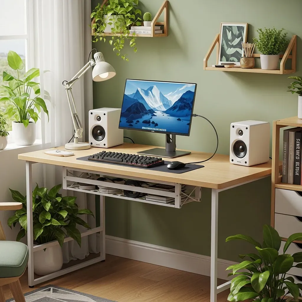 Phong cách setup bàn làm việc smart-minimalism và biophilic 2026
