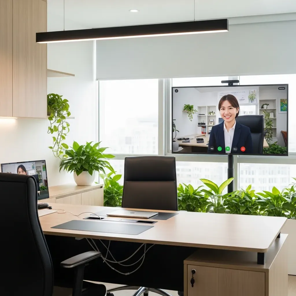Xu hướng phòng giám đốc thông minh tích hợp thiết bị và cây xanh