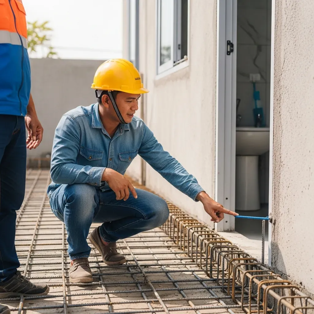 Chủ nhà dự nghiệm thu kiểm tra phần khuất tại công trường
