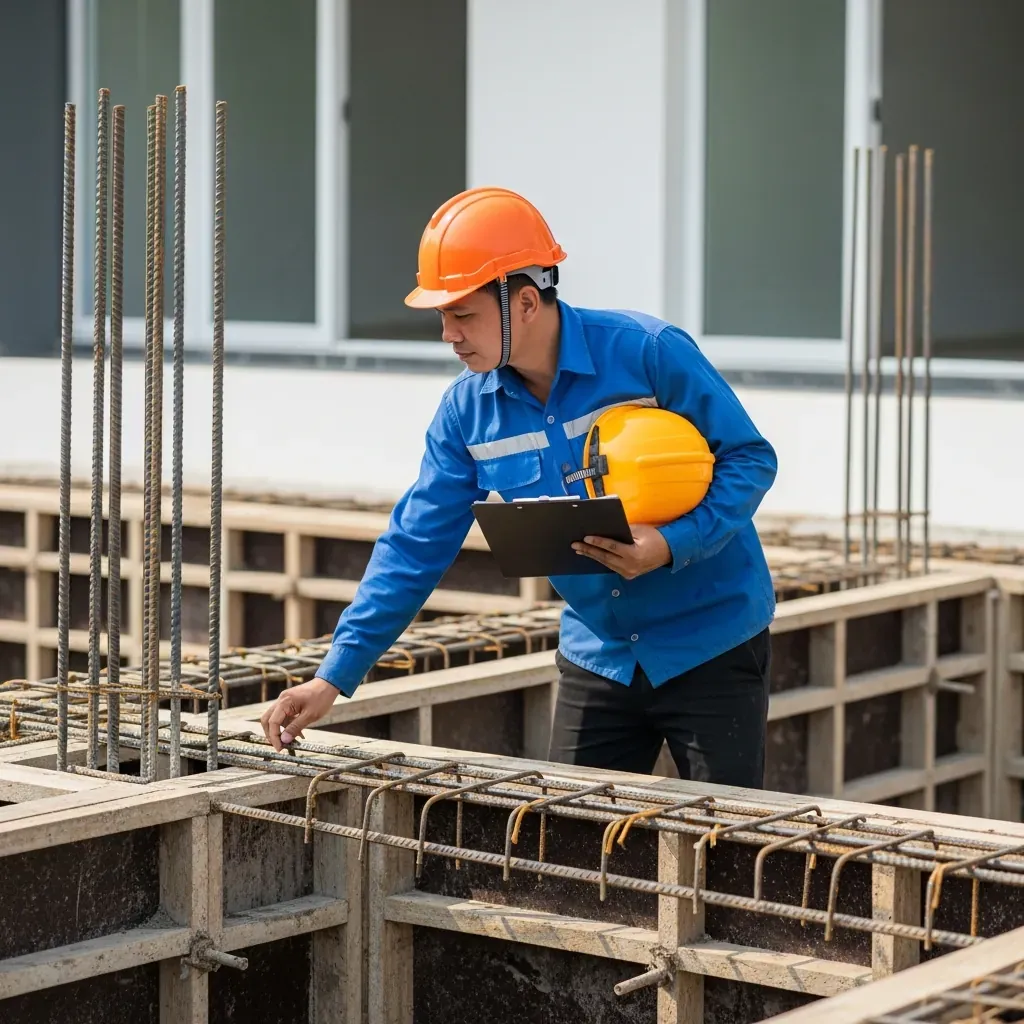 Giám sát nghiệm thu phần khuất như thép móng và chống thấm trước khi che lấp