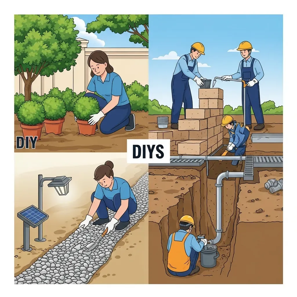 Phân chia việc tự làm và việc cần thợ chuyên nghiệp trong sân vườn