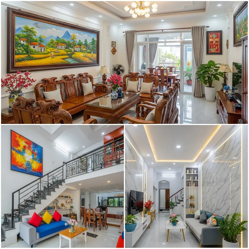 Ba dự án thực tế: tranh Indochine, tranh nghệ thuật hiện đại, và tường PVC vân đá.