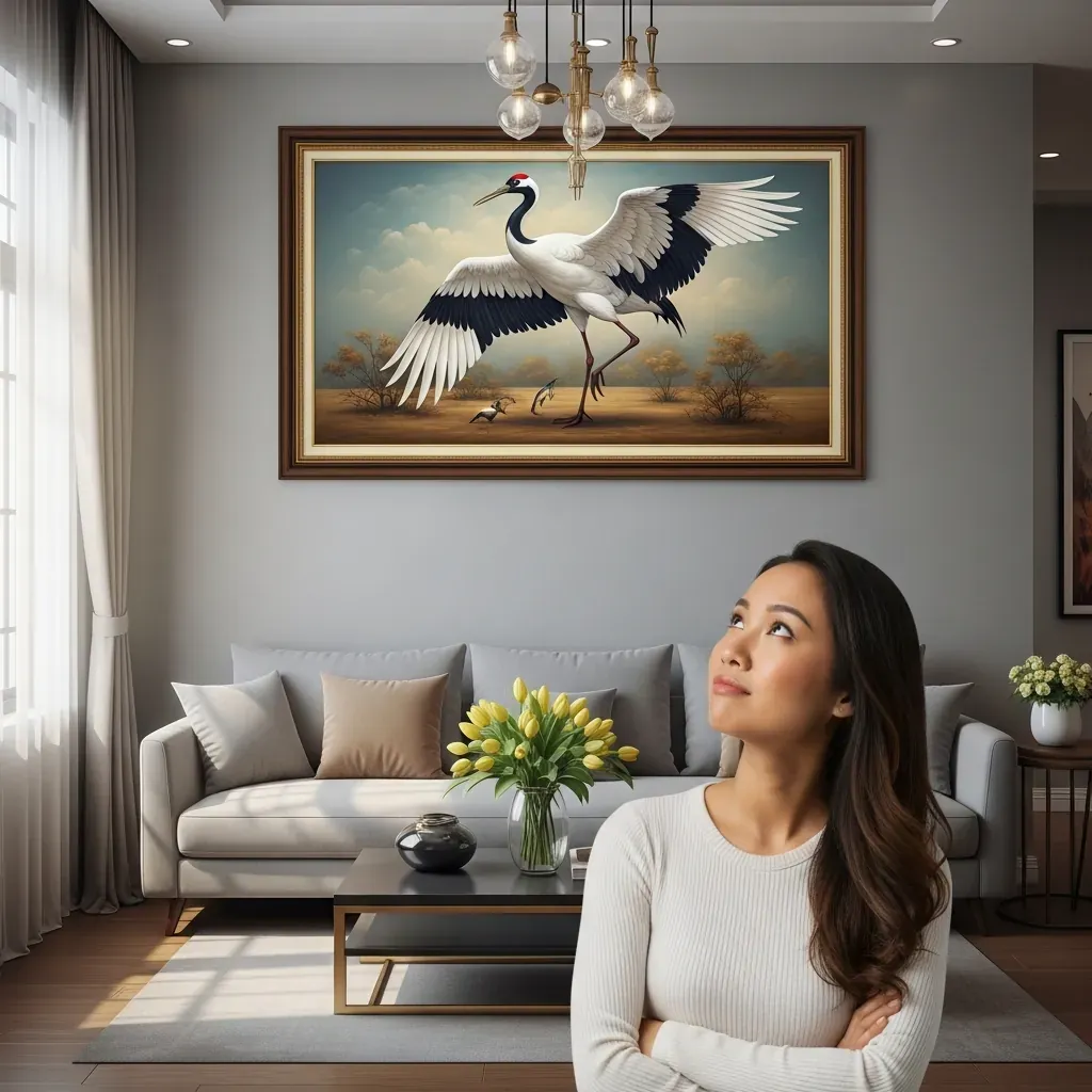 Bức tranh treo quá cao khiến người xem phải ngước nhìn, một lỗi thường gặp.
