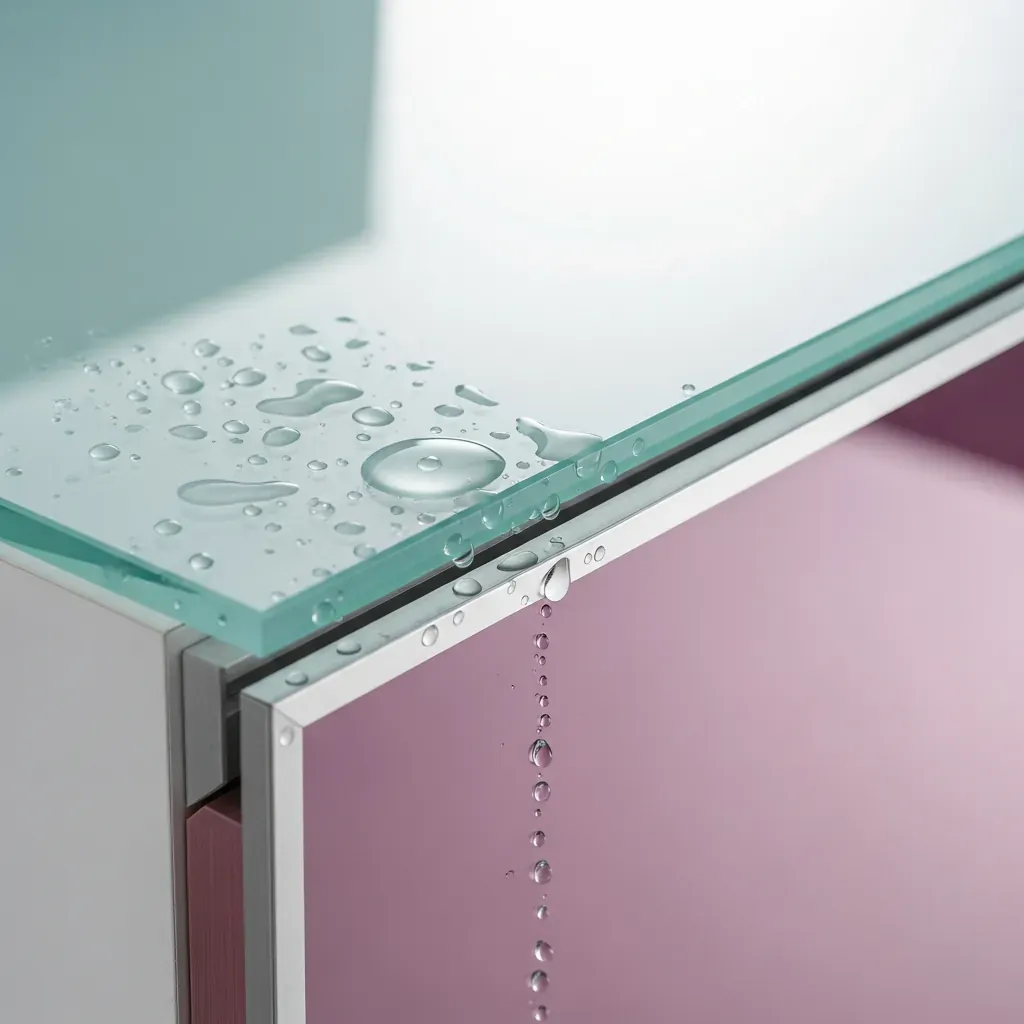 Cánh kính cường lực 5mm của tủ bếp nhôm