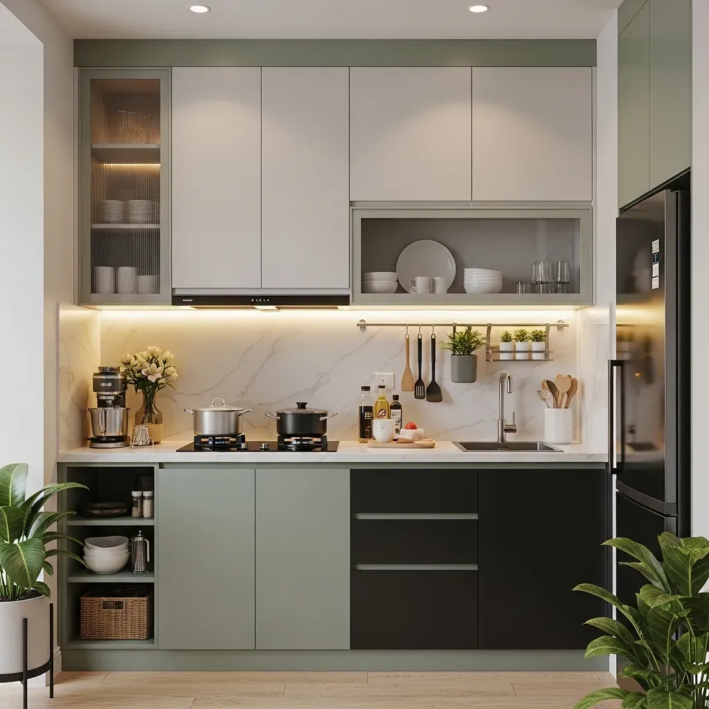 Xu hướng tủ bếp 2026 tông trung tính cho bếp nhỏ Việt Nam