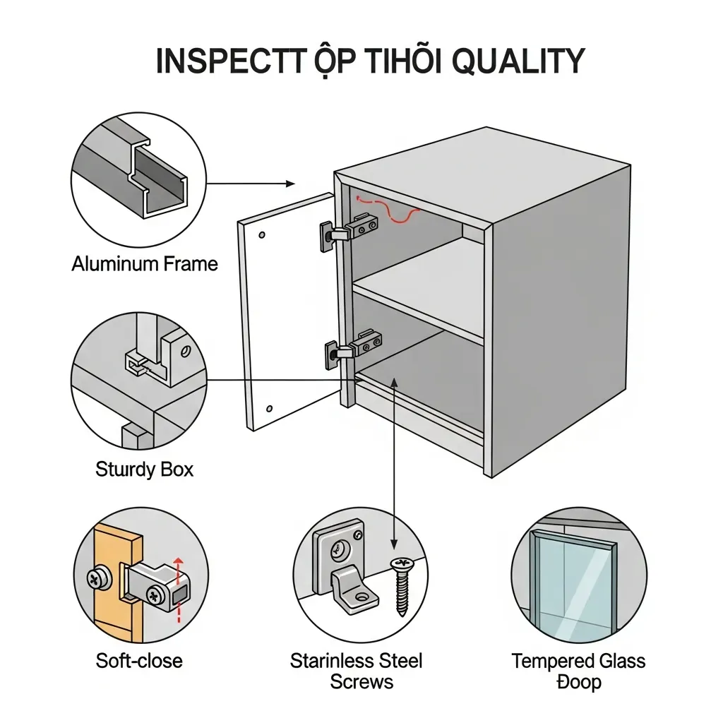 Các điểm kiểm tra chất lượng tủ nhôm kính tại showroom