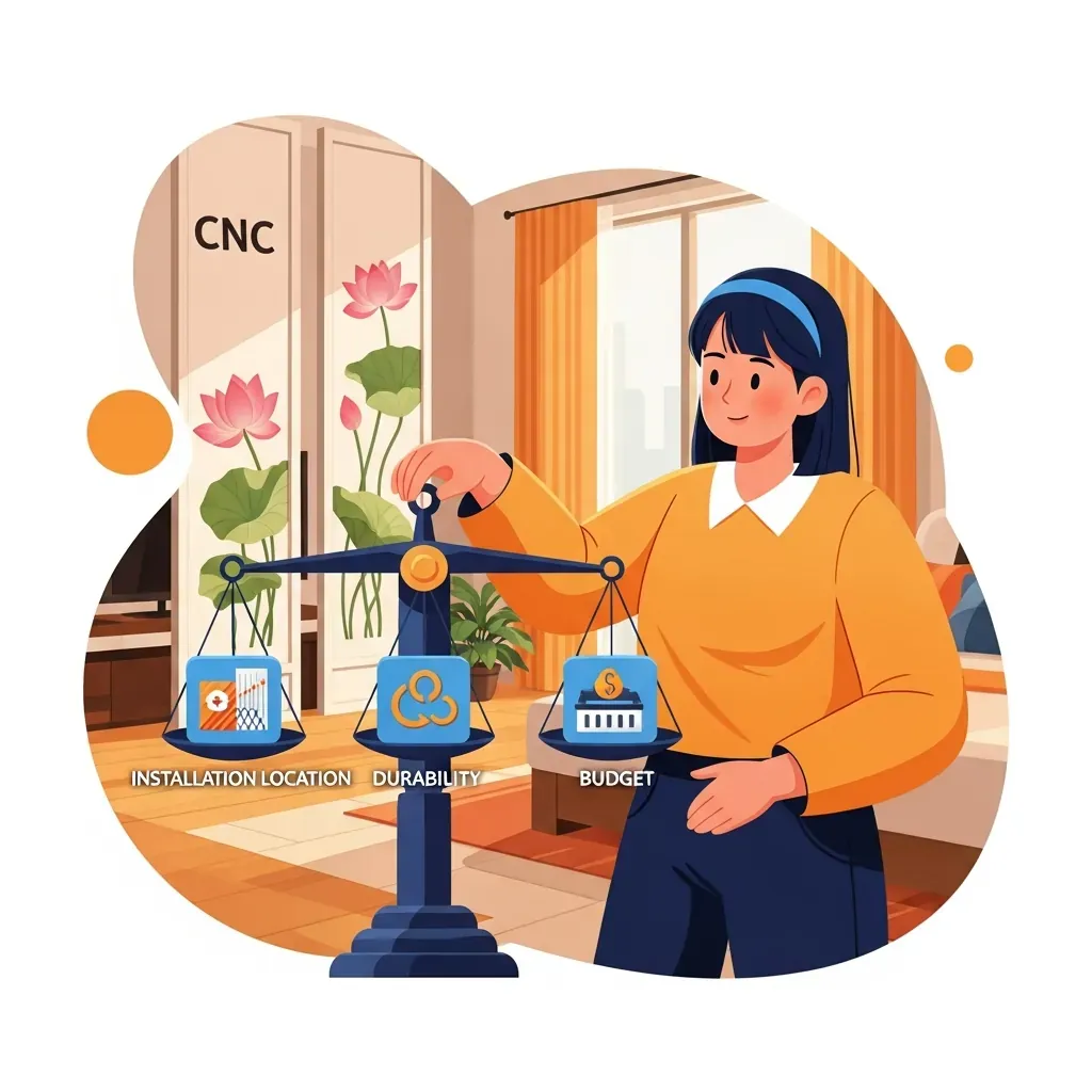 Minh họa cách cân nhắc vị trí, độ bền và ngân sách khi chọn vách CNC