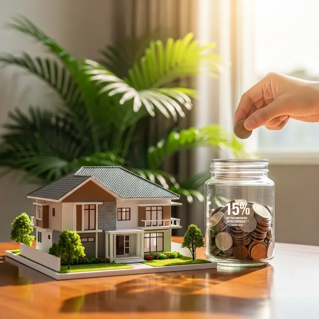 Mô hình nhà và hũ tiền tiết kiệm dự phòng ngân sách.