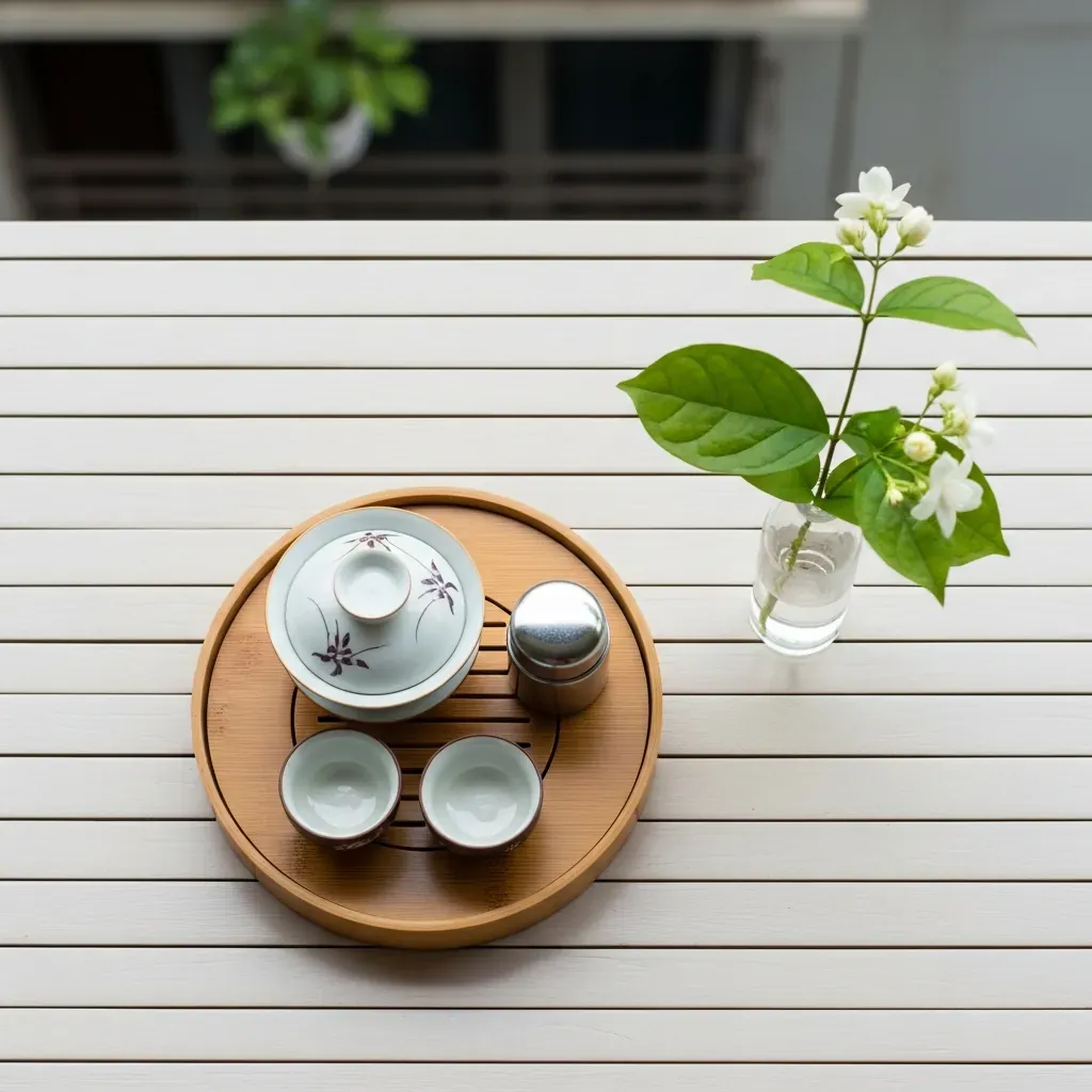 Góc trà tối giản với vài dụng cụ thiết yếu