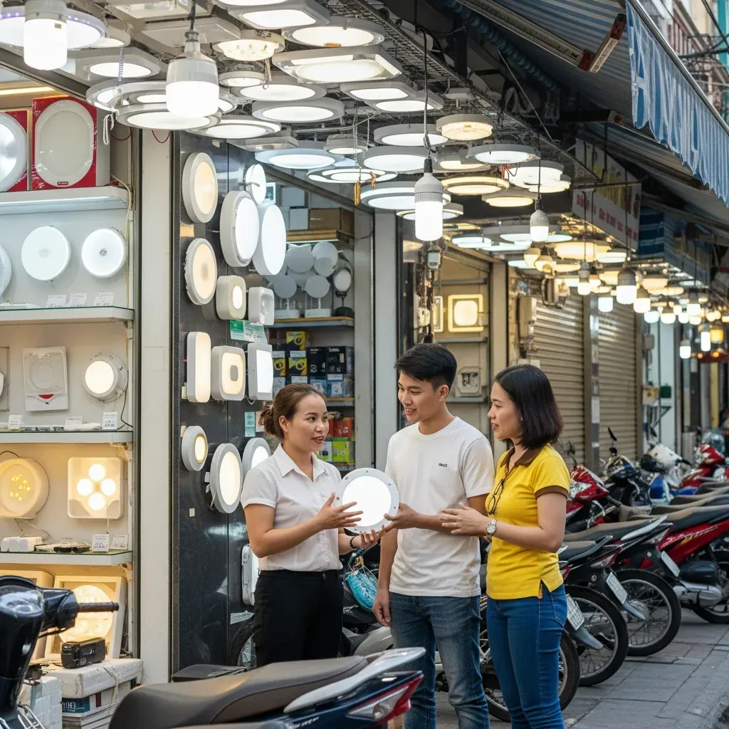 Cửa hàng đèn LED ốp trần trên phố điện tử Việt Nam