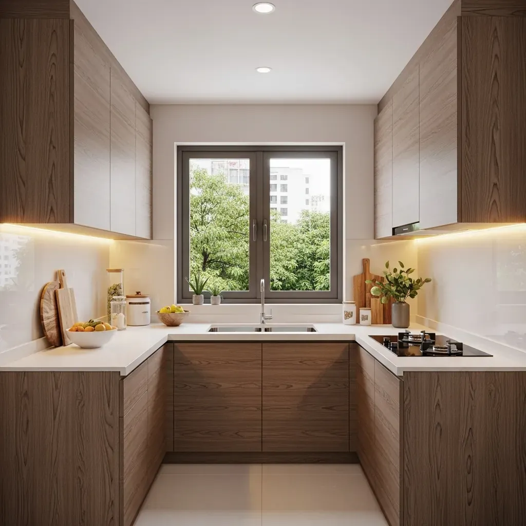 Dự án tủ bếp thực tế tại căn hộ Safira với tủ Laminate kịch trần.